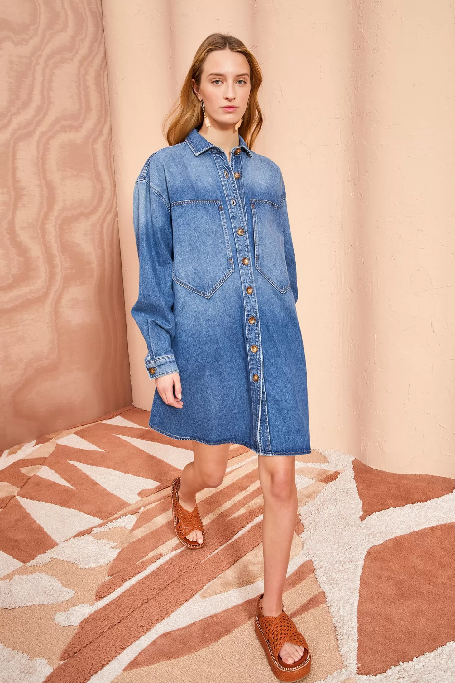 New Ulla Johnson The Valerie Dress Danube Medium Indigo Wash