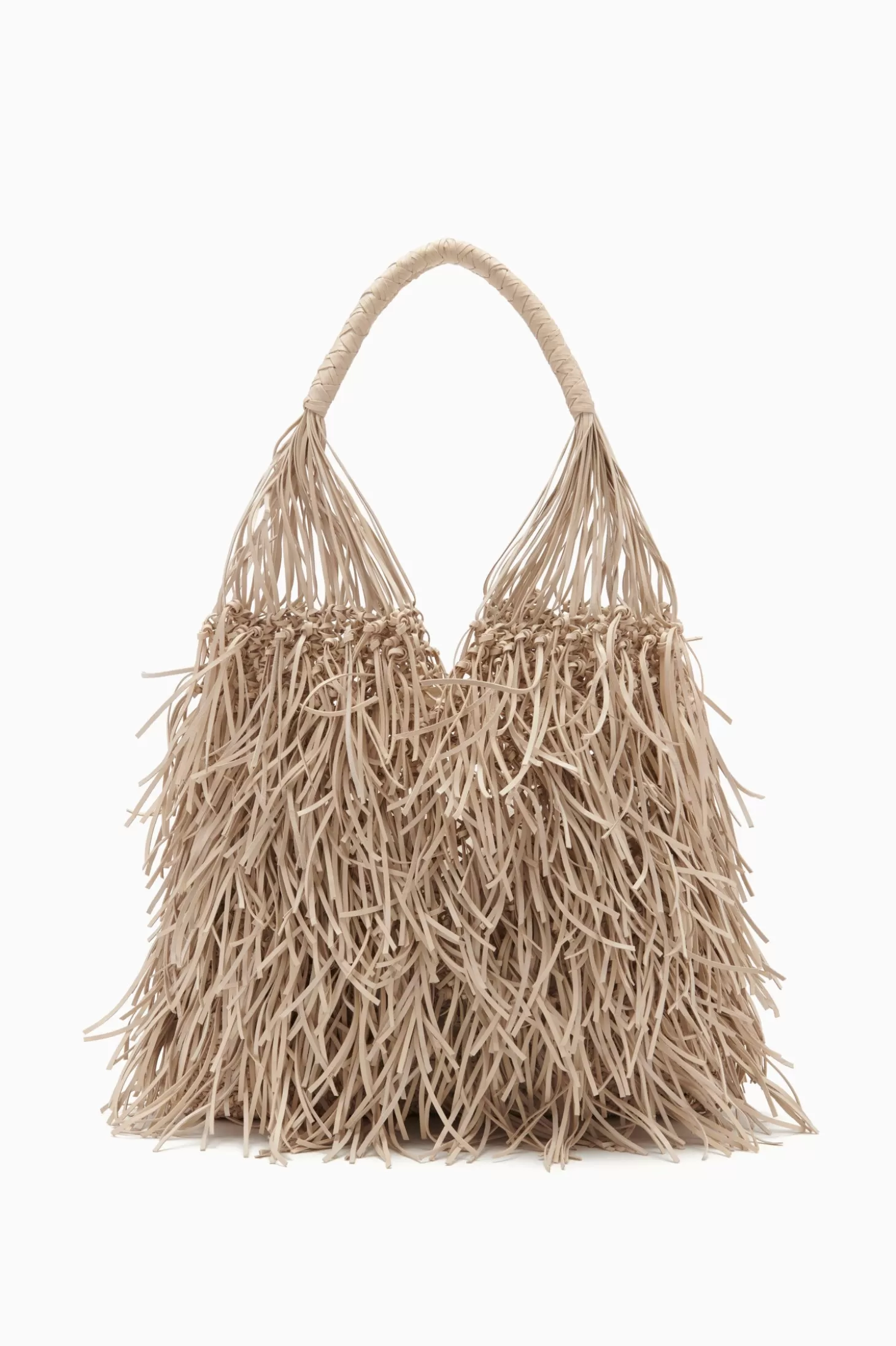 Shop Ulla Johnson Valeria Large Fringe Hobo Alabaster